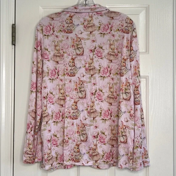 Bums & Roses NATURAL BAMBOO Collar Shirt & Shorts Set hunny bunny pajamas large - Picture 7 of 13